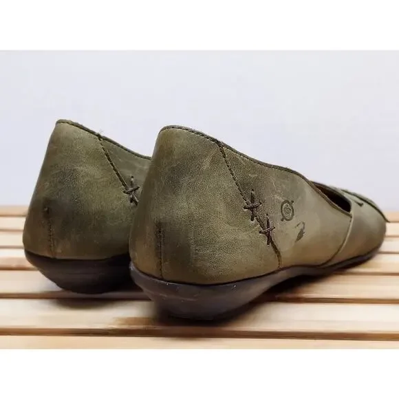 Born Womens | Green | Leather Round Toe Floral Ballet Flat Size 8.5 - Picture 3 of 12